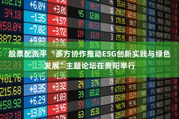 股票配资平 “多方协作推动ESG创新实践与绿色发展”主题论坛在贵阳举行
